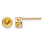 14k Bezel Stud Earrings - 14k Yellow Gold / Citrine / 4 mm