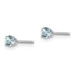 14k Round Gemstone Post Earrings - 14k White Gold / Aquamarine / 3 mm