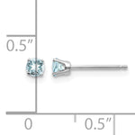 14k Round Gemstone Post Earrings - 14k White Gold / Aquamarine / 3 mm