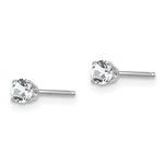 14k Round Gemstone Post Earrings - 14k White Gold / Topaz (White) / 3 mm