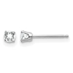 14k Round Gemstone Post Earrings - 14k White Gold / Topaz (White) / 3 mm