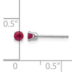 14k Round Gemstone Post Earrings - 14k White Gold / Ruby / 3 mm