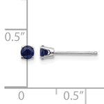 14k Round Gemstone Post Earrings - 14k White Gold / Sapphire / 3 mm