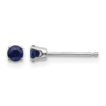 14k Round Gemstone Post Earrings - 14k White Gold / Sapphire / 3 mm