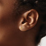 14k Round Gemstone Post Earrings - 14k White Gold / Citrine / 3 mm
