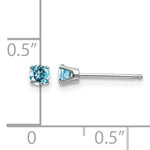 14k Round Gemstone Post Earrings - 14k White Gold / Topaz (Swiss Blue) / 3 mm