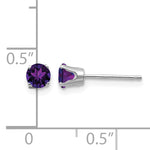 14k Round Gemstone Post Earrings - 14k White Gold / Amethyst / 4 mm