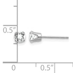 14k Round Gemstone Post Earrings - 14k White Gold / Topaz (White) / 4 mm