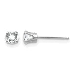 14k Round Gemstone Post Earrings - 14k White Gold / Topaz (White) / 4 mm
