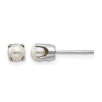 14k Round Gemstone Post Earrings - 14k White Gold / Pearl / 4 mm