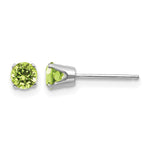 14k Round Gemstone Post Earrings - 14k White Gold / Peridot / 4 mm