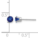 14k Round Gemstone Post Earrings - 14k White Gold / Sapphire / 4 mm