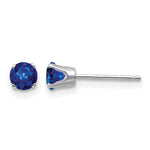 14k Round Gemstone Post Earrings - 14k White Gold / Sapphire / 4 mm