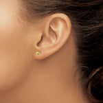 14k Round Gemstone Post Earrings - 14k White Gold / Citrine / 4 mm