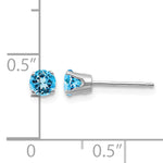 14k Round Gemstone Post Earrings - 14k White Gold / Topaz (Swiss Blue) / 4 mm
