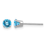 14k Round Gemstone Post Earrings - 14k White Gold / Topaz (Swiss Blue) / 4 mm