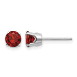14k Round Gemstone Post Earrings - 14k White Gold / Garnet / 5 mm