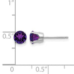 14k Round Gemstone Post Earrings - 14k White Gold / Amethyst / 5 mm