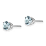 14k Round Gemstone Post Earrings - 14k White Gold / Aquamarine / 5 mm