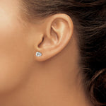 14k Round Gemstone Post Earrings - 14k White Gold / Topaz (White) / 5 mm