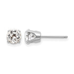 14k Round Gemstone Post Earrings - 14k White Gold / Topaz (White) / 5 mm