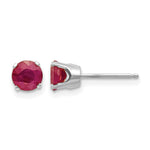 14k Round Gemstone Post Earrings - 14k White Gold / Ruby / 5 mm