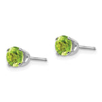 14k Round Gemstone Post Earrings - 14k White Gold / Peridot / 5 mm