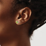 14k Round Gemstone Post Earrings - 14k White Gold / Peridot / 5 mm