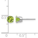 14k Round Gemstone Post Earrings - 14k White Gold / Peridot / 5 mm
