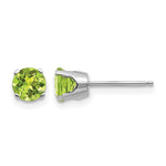 14k Round Gemstone Post Earrings - 14k White Gold / Peridot / 5 mm