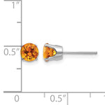 14k Round Gemstone Post Earrings - 14k White Gold / Citrine / 5 mm