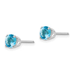 14k Round Gemstone Post Earrings - 14k White Gold / Topaz (Swiss Blue) / 5 mm