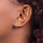 14k Round Gemstone Post Earrings - 14k White Gold / Topaz (Swiss Blue) / 5 mm