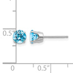 14k Round Gemstone Post Earrings - 14k White Gold / Topaz (Swiss Blue) / 5 mm