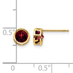 14k Bezel Stud Earrings - 14k Yellow Gold / Garnet / 5 mm