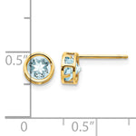14k Bezel Stud Earrings - 14k Yellow Gold / Aquamarine / 5 mm
