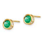 14k Bezel Stud Earrings - 14k Yellow Gold / Emerald / 5 mm