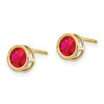 14k Bezel Stud Earrings - 14k Yellow Gold / Ruby / 5 mm