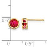 14k Bezel Stud Earrings - 14k Yellow Gold / Ruby / 5 mm