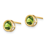 14k Bezel Stud Earrings - 14k Yellow Gold / Peridot / 5 mm
