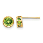 14k Bezel Stud Earrings - 14k Yellow Gold / Peridot / 5 mm