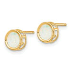 14k Bezel Stud Earrings - 14k Yellow Gold / Opal / 5 mm