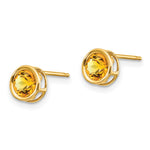 14k Bezel Stud Earrings - 14k Yellow Gold / Citrine / 5 mm