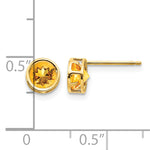 14k Bezel Stud Earrings - 14k Yellow Gold / Citrine / 5 mm