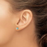 14k Bezel Stud Earrings - 14k Yellow Gold / Topaz (Swiss Blue) / 5 mm
