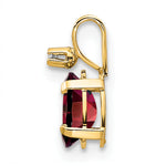 Oval Gemstone & Diamond Birthstone Pendant - 14k Yellow Gold / January – Garnet
