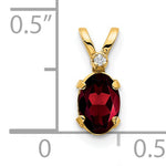 Oval Gemstone & Diamond Birthstone Pendant - 14k Yellow Gold / January – Garnet