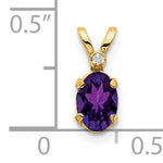 Oval Gemstone & Diamond Birthstone Pendant - 14k Yellow Gold / February – Amethyst