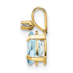 Oval Gemstone & Diamond Birthstone Pendant - 14k Yellow Gold / March – Aquamarine
