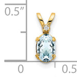 Oval Gemstone & Diamond Birthstone Pendant - 14k Yellow Gold / March – Aquamarine